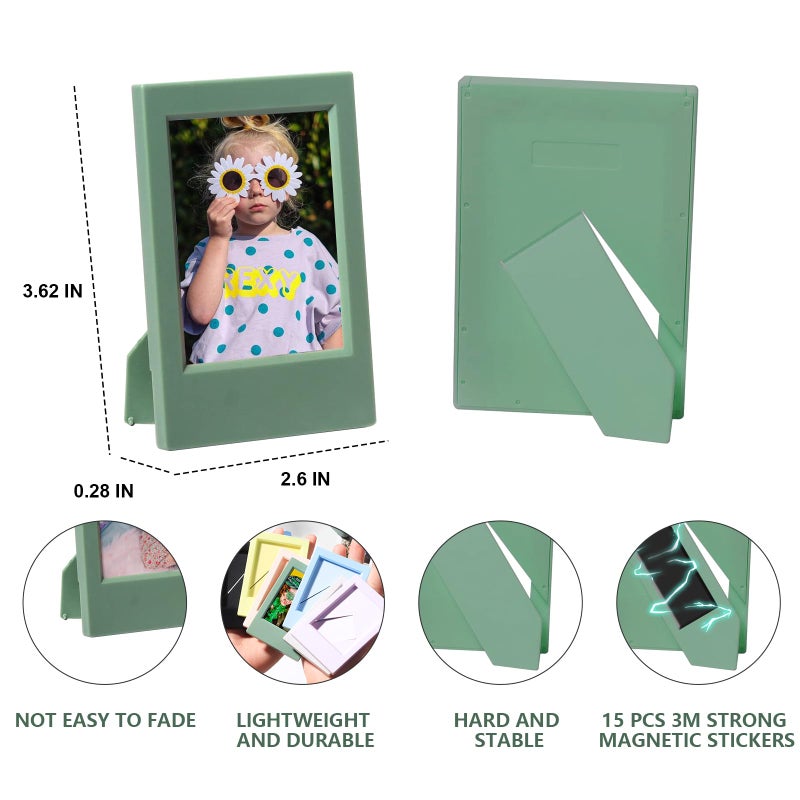 WOGOZAN 2x3 Mini Picture Frame for Fujifilm Instax Mini 12/11/99/41/40/SE/EVO Classic Polaroid Frames 2.15x3.4 Inches Photo Picture Frame with Magnetic Sticker and Protective Film (Colorful) (14 Pack) - Image 2