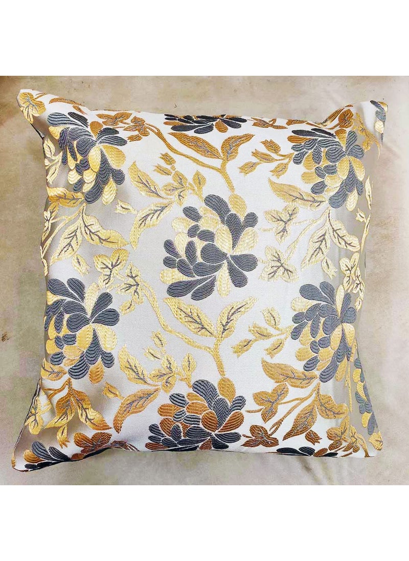 Good Vibes GOODVIBES White Silver Grey DamaskSelf DesignWoven Floral Motifs Zipper Square Combo Cushion Covers 12x12 inch or 30 x 30 cm Set of 5  - Image 4