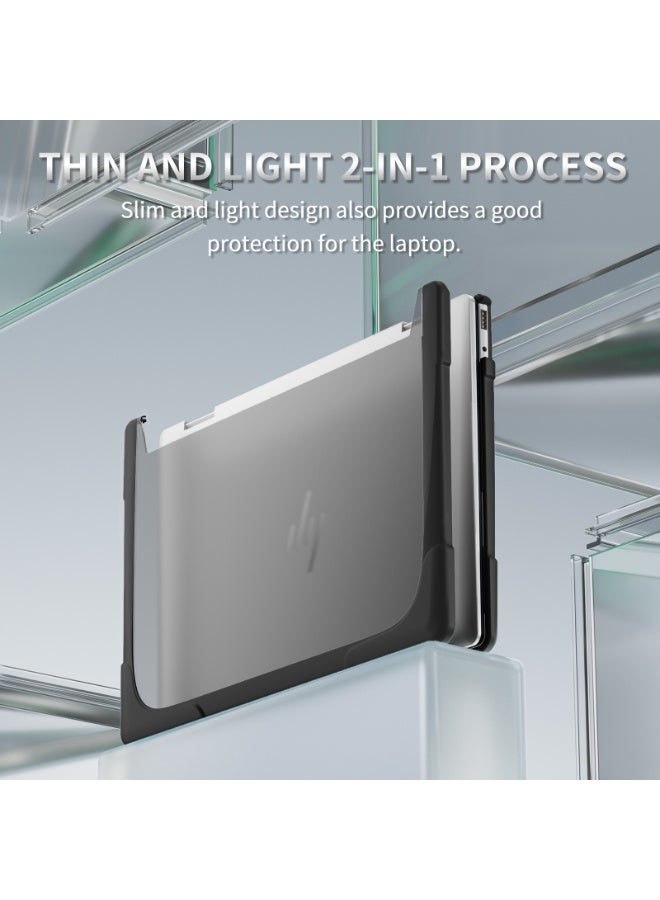 غلاف حامي لابتوب HP ENVY X360 مقاس 14 بوصة إصدار 2024، غطاء صلب مطفي بفتحات تهوية وحامل مدمج ومقاوم للصدمات - Image 3