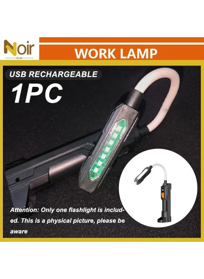 1 قطعة مصباح يدوي LED بقاعدة مغناطيسية قابلة لإعادة الشحن عبر منفذ USB-C، عنق مرن قابل للتعديل و3 مستويات إضاءة - Image 1