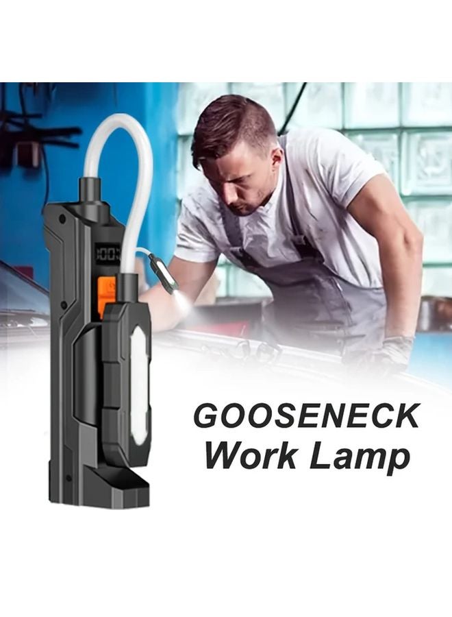 1 قطعة مصباح يدوي LED بقاعدة مغناطيسية قابلة لإعادة الشحن عبر منفذ USB-C، عنق مرن قابل للتعديل و3 مستويات إضاءة - Image 3