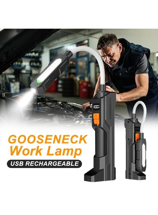 1 قطعة مصباح يدوي LED بقاعدة مغناطيسية قابلة لإعادة الشحن عبر منفذ USB-C، عنق مرن قابل للتعديل و3 مستويات إضاءة - Image 2