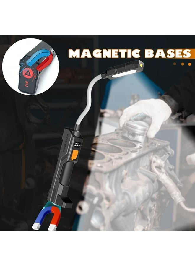 1 قطعة مصباح يدوي LED بقاعدة مغناطيسية قابلة لإعادة الشحن عبر منفذ USB-C، عنق مرن قابل للتعديل و3 مستويات إضاءة - Image 5