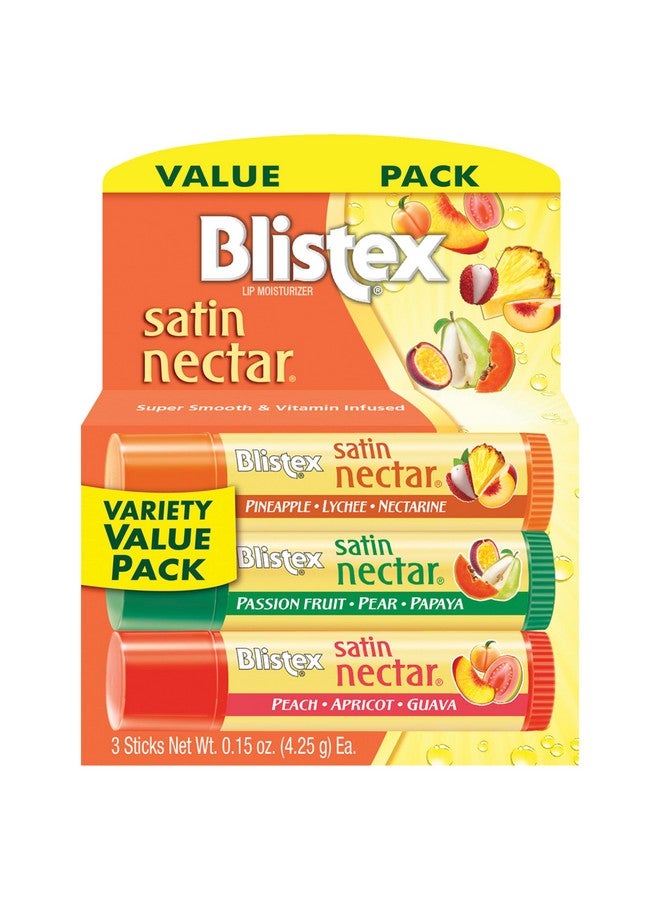 بليستكس مرطب شفاه بليستكس ساتين نكتار، عبوة اقتصادية متنوعة، ٣ قطع، وزن كل منها ٠.١٥ أونصة - Image 1
