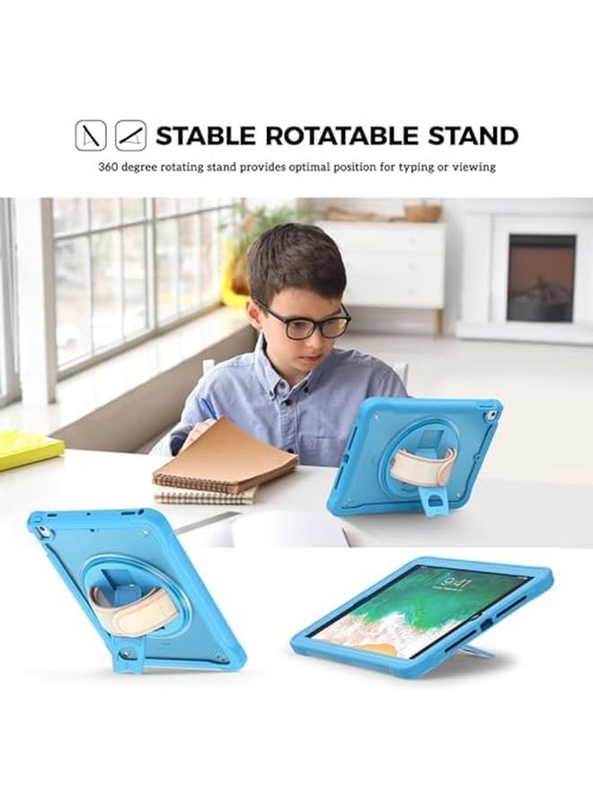 Procases Rugged Case For Ipad 9.7 Inch 5Th 6Th Gen Ipad Air 2 Ipad Air Case Heavy Duty Shockproof Rugged Cover With Hand Strap 360 Degree Rotatable Kickstand Protective For Ipad 9.7 Blue - Image 4