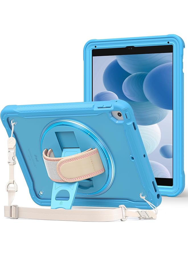 Procases Rugged Case For Ipad 9.7 Inch 5Th 6Th Gen Ipad Air 2 Ipad Air Case Heavy Duty Shockproof Rugged Cover With Hand Strap 360 Degree Rotatable Kickstand Protective For Ipad 9.7 Blue - Image 1