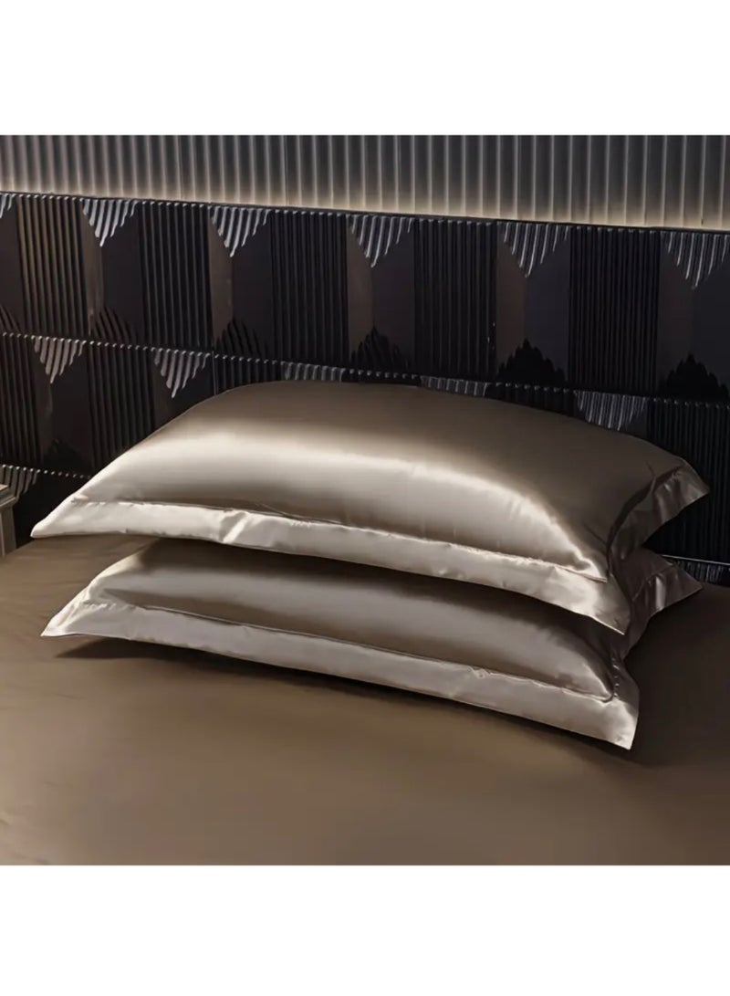 طقم مفروشات سرير 4 قطع ساتان حريري فاخر | غطاء لحاف 200×230 سم مقاس كينغ | طقم شراشف ناعم بتصميم فندقي أنيق - Image 5