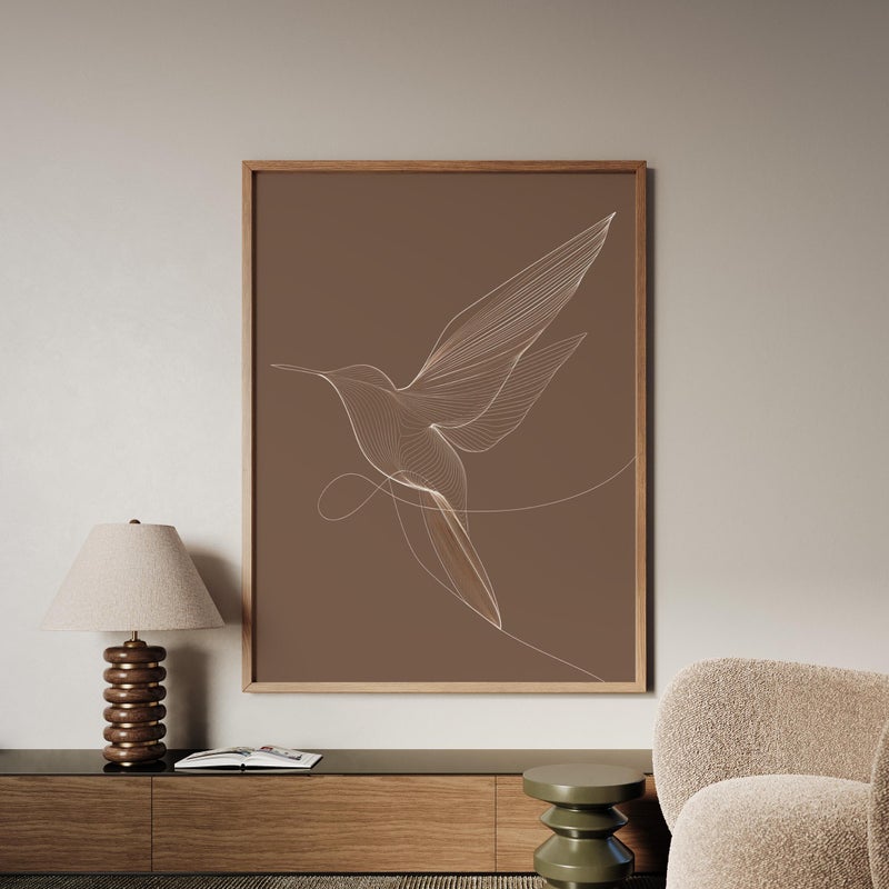 TNESSENTIAL Flying Bird Print, Modern Japandi Art, Japandi Bird Poster, Sideboard Decoration, Over Bed Art - Image 1