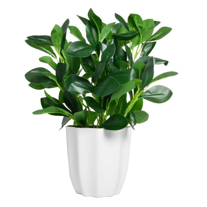 Plastic Artificial Rubber Plant With Pot Perfect For Home Decor And Office Decor Ficus Green