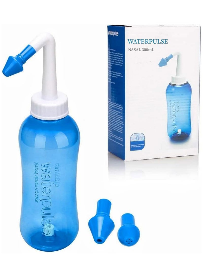 Nasal Wash Bottle 300ml,Neti Pot Sinus Rinse Bottle Nose Wash Cleaner Pressure Rinse Nasal Irrigation for Flu Allergies & Rhinitis,Nose Cleaner for Adults & Kids - Image 1