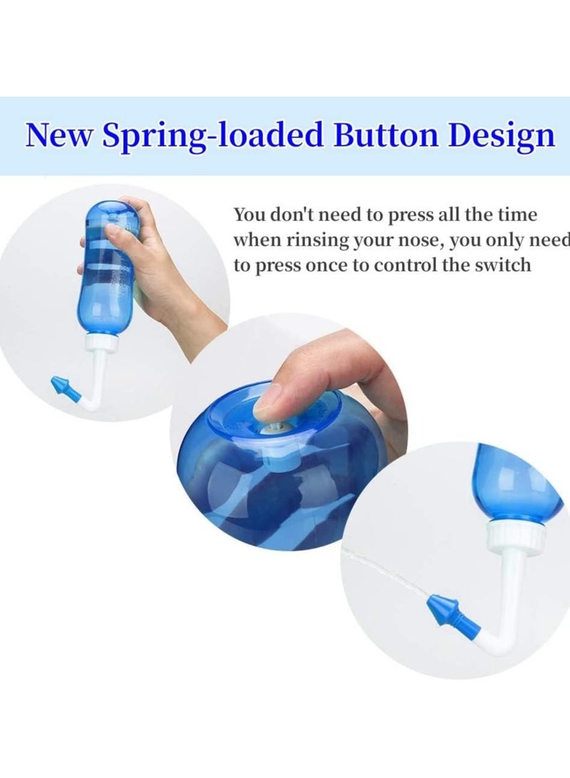 Nasal Wash Bottle 300ml,Neti Pot Sinus Rinse Bottle Nose Wash Cleaner Pressure Rinse Nasal Irrigation for Flu Allergies & Rhinitis,Nose Cleaner for Adults & Kids - Image 3