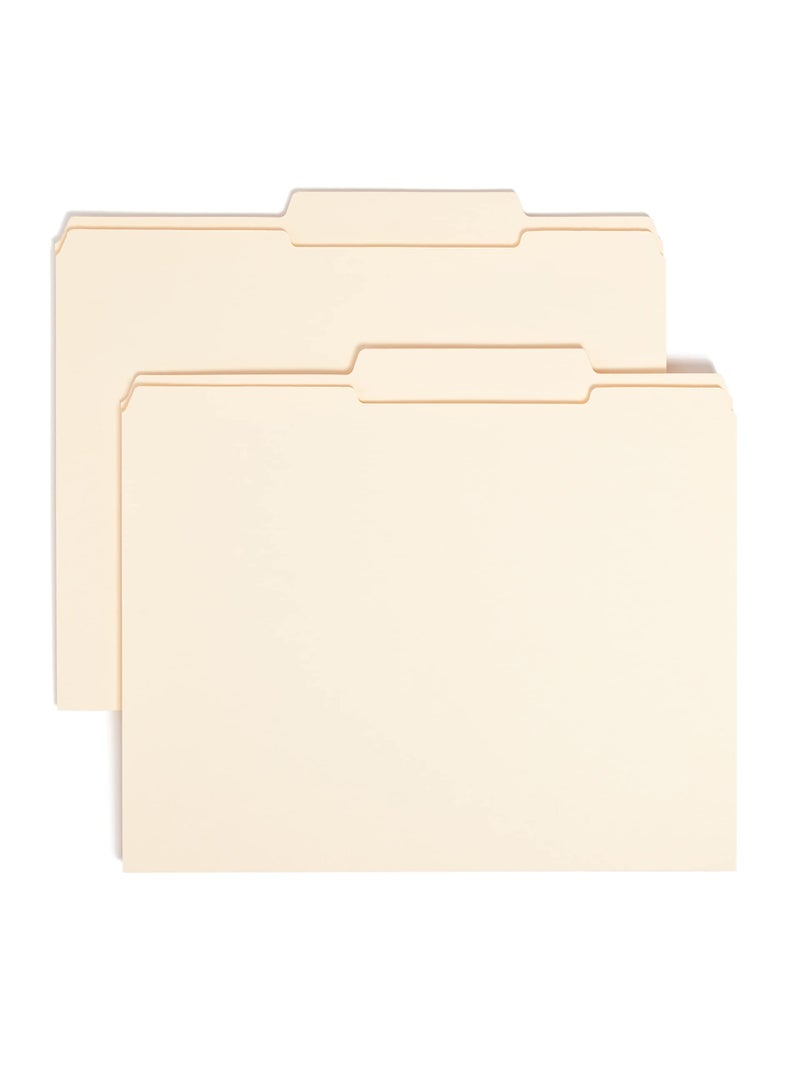 Smead File Folder, Reinforced 2/5-Cut Right of Center Position, Guide Height, Letter Size, Manila, 100 Per Box (10376) - Image 1