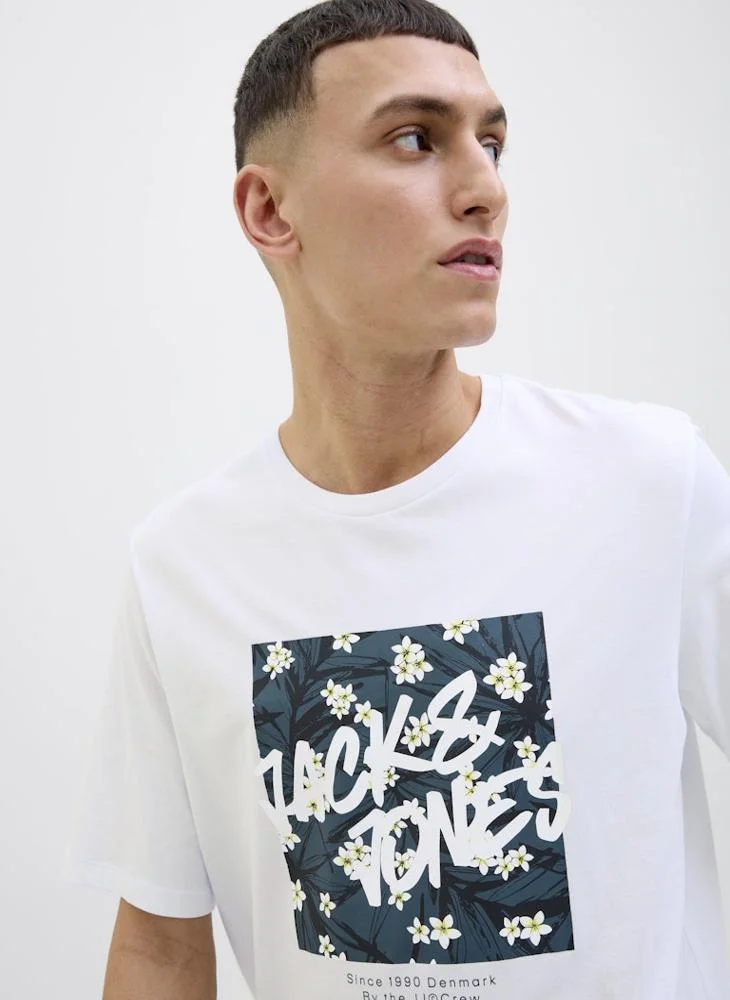 JACK & JONES Jjhawaii Hawaii Graphic Print Crew Neck T-Shirt