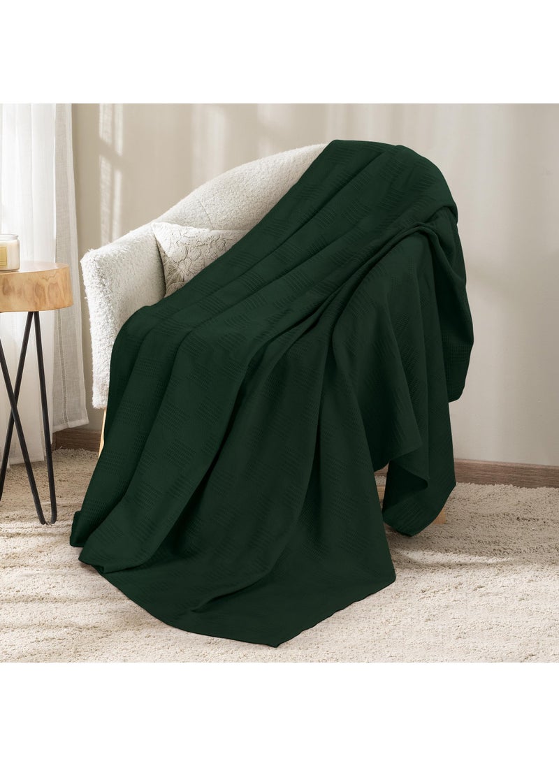 Utopia Bedding Utopia Bedding 100% Cotton Blanket (Throw Size - 60x50 Inches) 350GSM Lightweight Thermal Blanket  Soft Breathable Blanket for All Seasons (Forest Green)  - Image 1