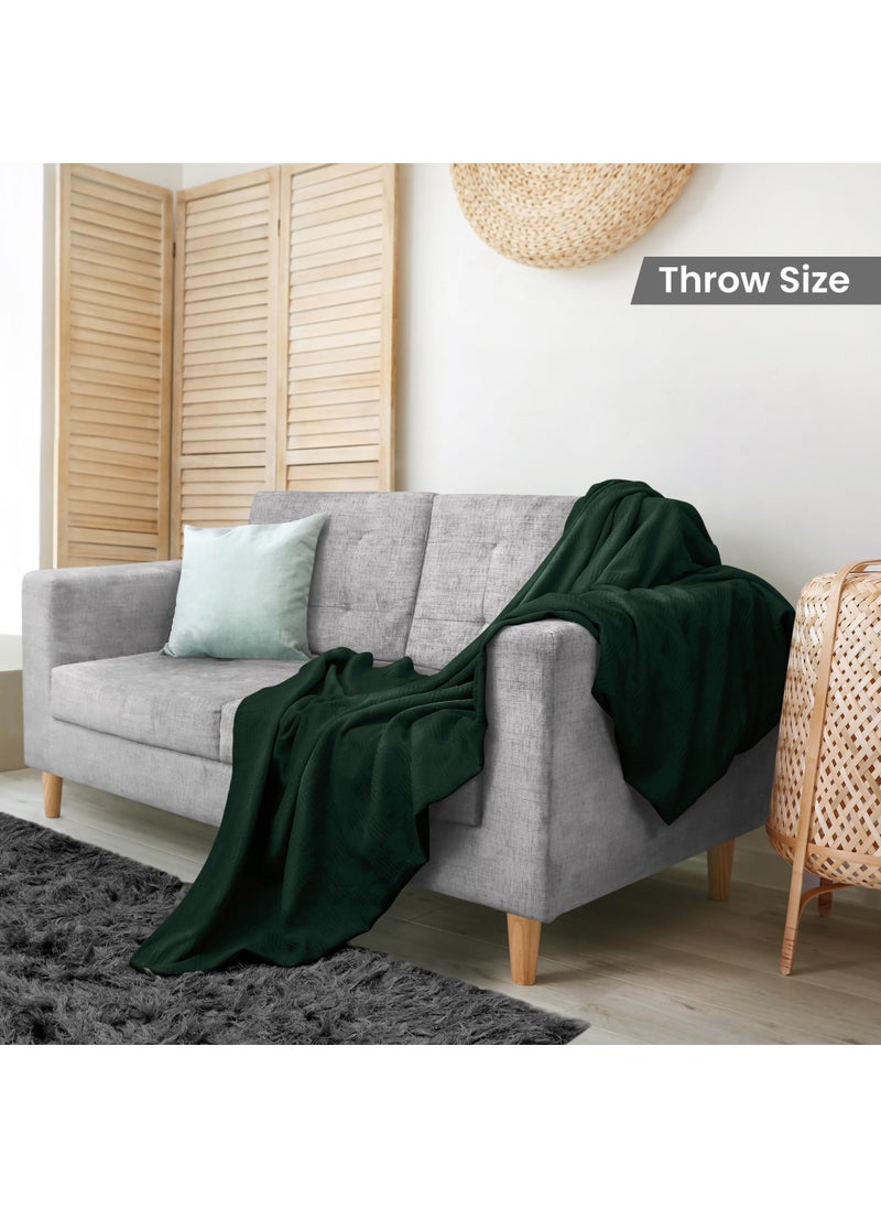 Utopia Bedding Utopia Bedding 100% Cotton Blanket (Throw Size - 60x50 Inches) 350GSM Lightweight Thermal Blanket  Soft Breathable Blanket for All Seasons (Forest Green)  - Image 2
