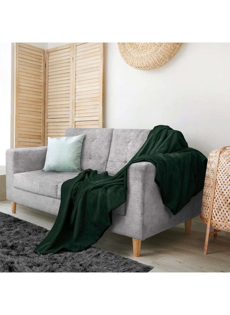 Utopia Bedding Utopia Bedding 100% Cotton Blanket (Throw Size - 60x50 Inches) 350GSM Lightweight Thermal Blanket  Soft Breathable Blanket for All Seasons (Forest Green)  - Image 4