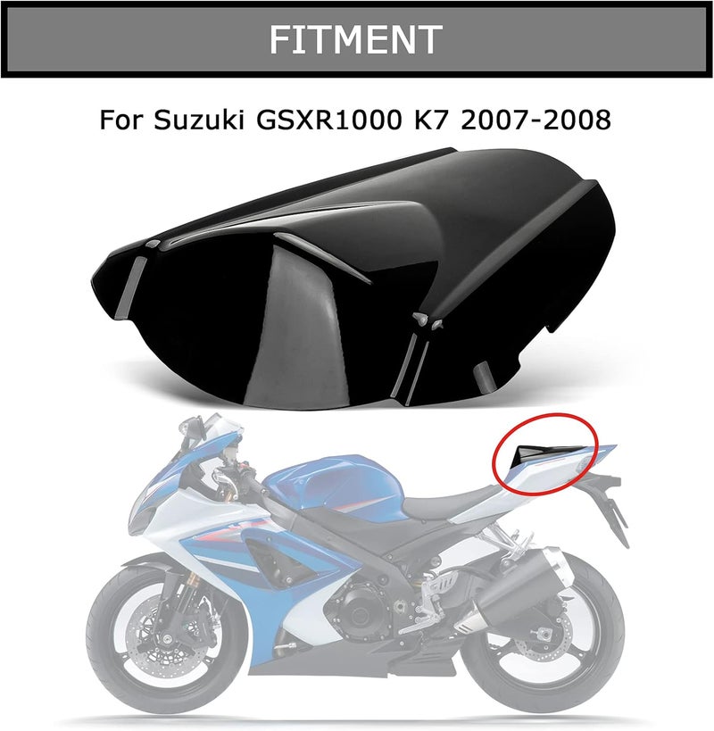 psler Rear Seat Fairing Cover Cowl for GSXR1000 K7 2007-2008, Black - Image 2