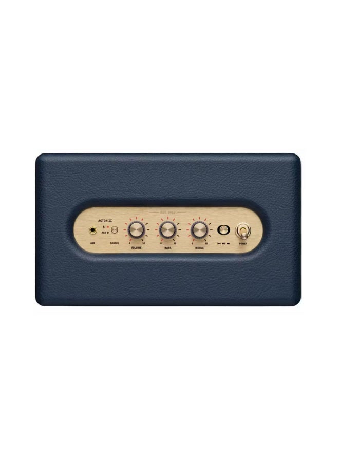 Marshall Acton III Wireless Bluetooth Stereo Speaker with Bluetooth Version 5.2, 2 Hours Charging Time, 32 Hours Play Time, Fast Charging, Water Resistant, USB-C Charging Port - Blue - Image 4