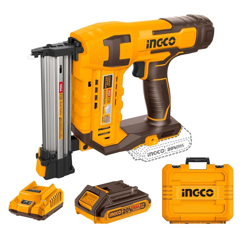 INGCO INGCO Cordless Brad Nailer Big Capacity With Battery Charger With 1000 PCS Brad Nails  - Image 1