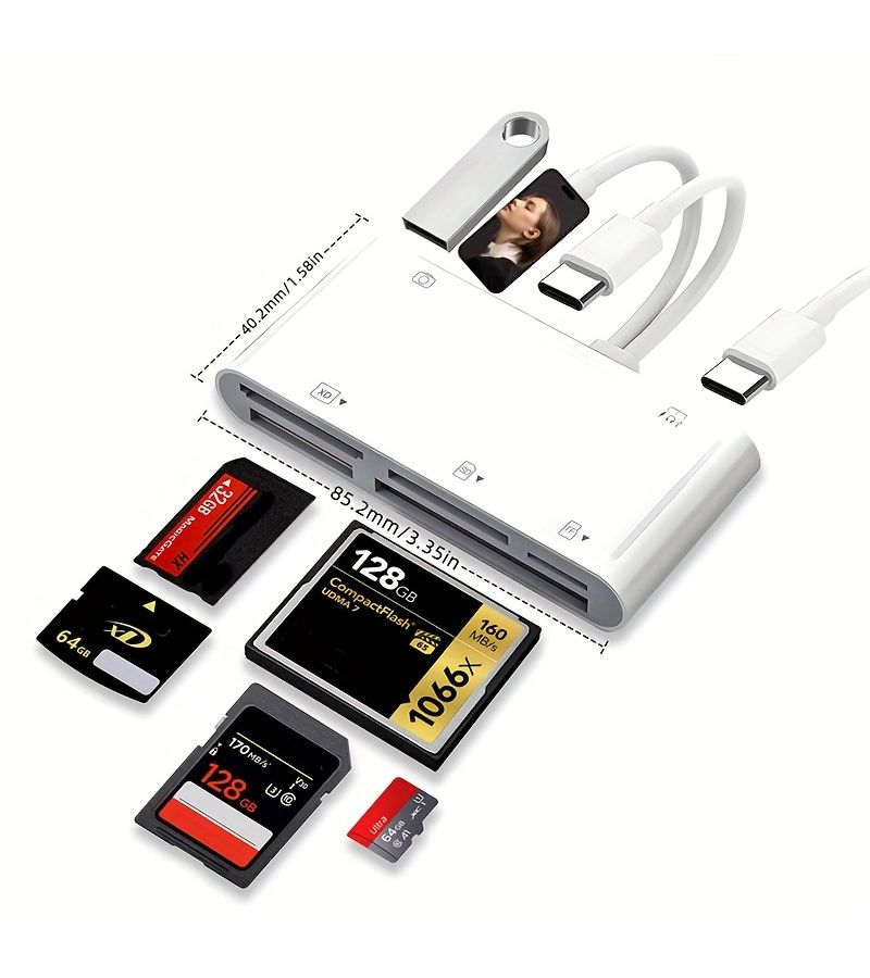 GWAJ-901 9 في 1 قارئ بطاقات USB OTG للهواتف والأجهزة اللوحية يدعم بطاقات SD وTF وCF وXD - Image 2