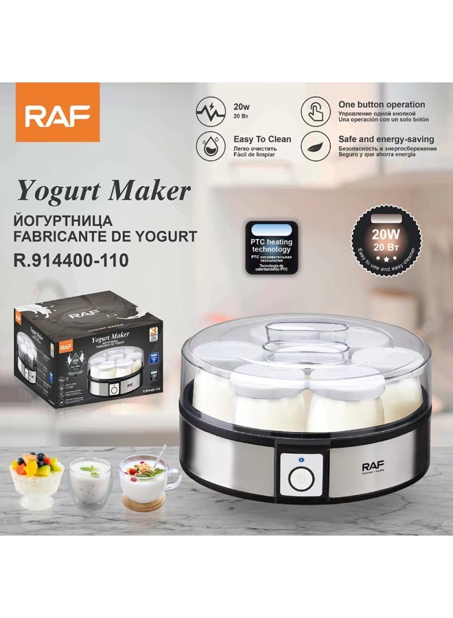 RAF Yogurt Maker, 20W Electric Automatic Yogurt Machine with 7 Glass Jars | PTC Heating Technology | One-Button Operation | Easy to Clean - Image 3