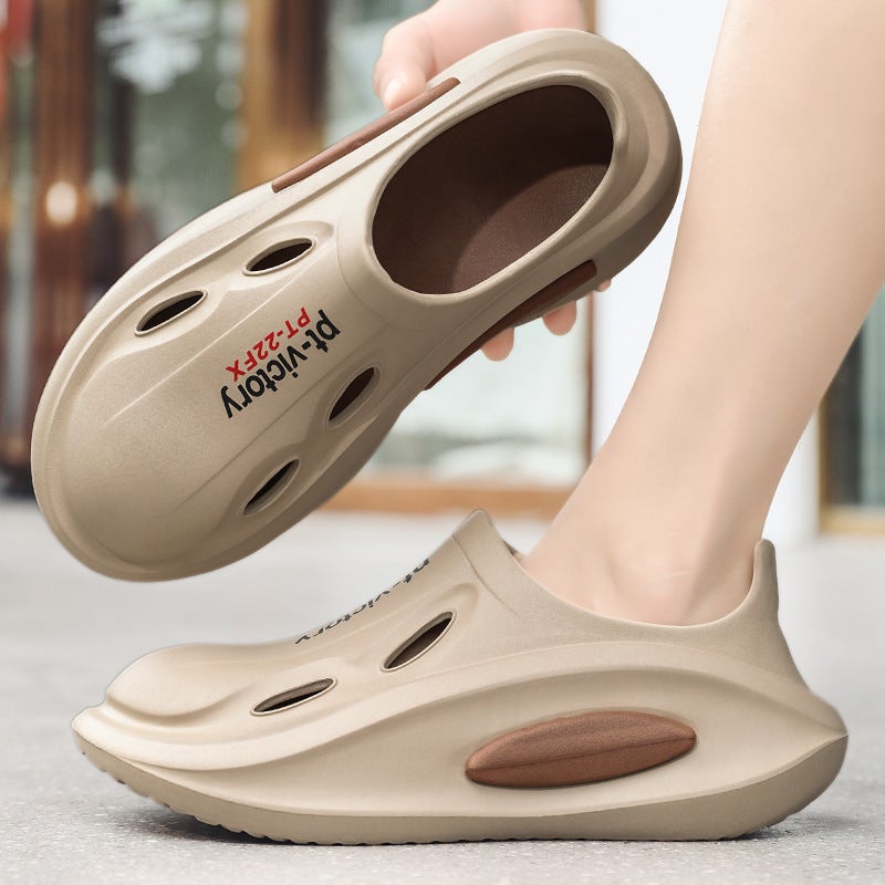 Slippers Men'S Outwear Slip-On Feeling Beach Sandals Fashionable Non-Slip Wear-Resistant Casual Soft-Soled Hole Shoes - Image 2