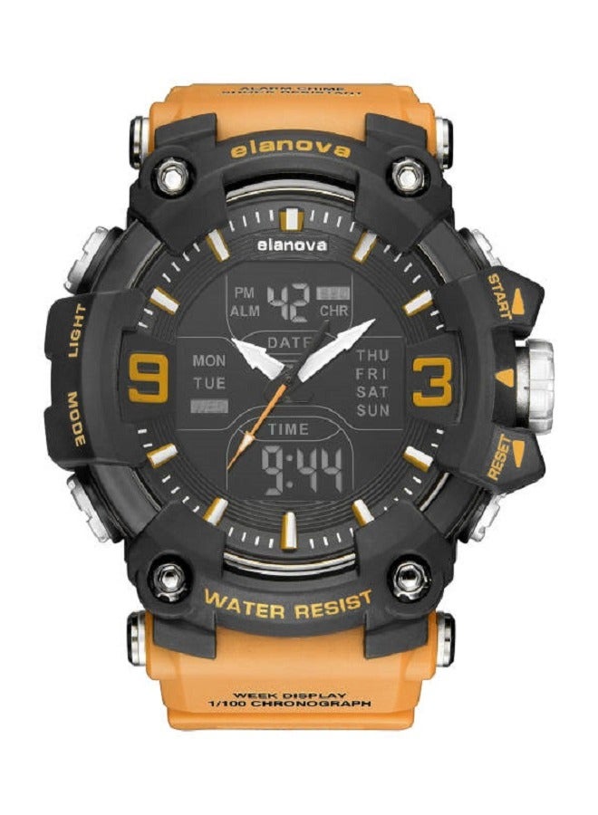إيلانوفا ساعة يد بعقارب وشاشة رقمية، مقاومة للماء، بسوار سيليكون متين مقاوم للتلف، مثالية للرياضيين والحياة اليومية، طراز EL909 - Image 1