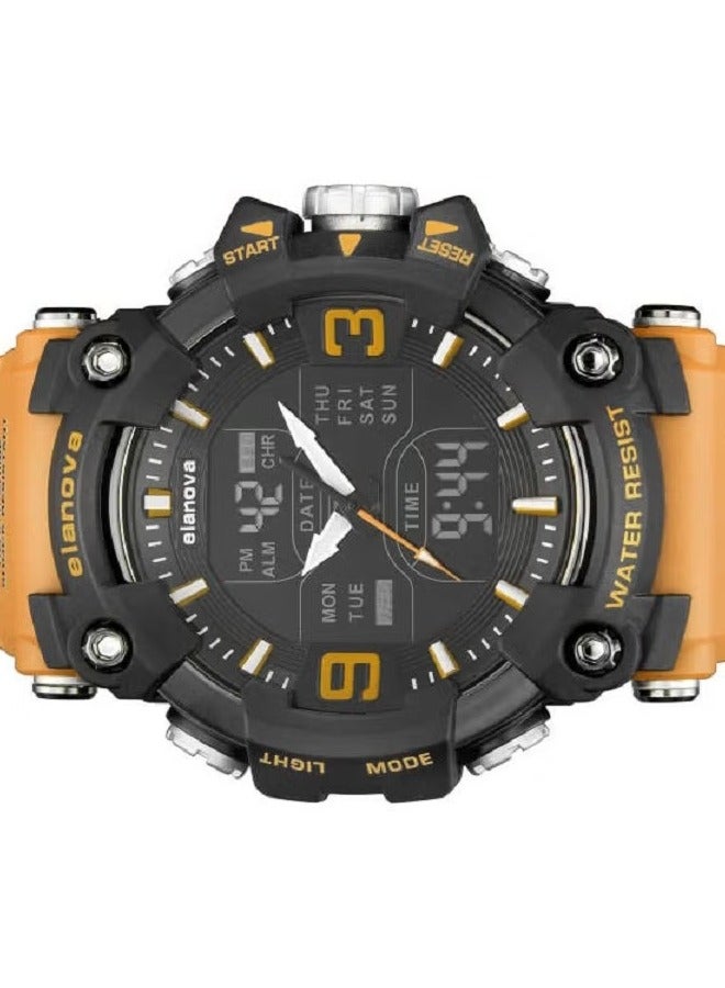 إيلانوفا ساعة يد بعقارب وشاشة رقمية، مقاومة للماء، بسوار سيليكون متين مقاوم للتلف، مثالية للرياضيين والحياة اليومية، طراز EL909 - Image 2