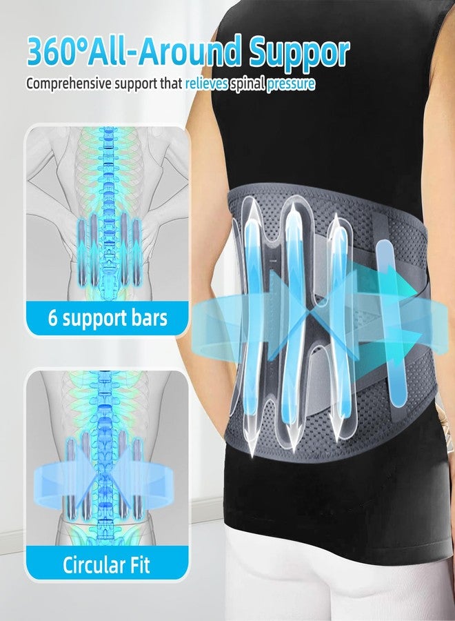 BigAlex Back Brace for Lower Back Pain Relief With Lumbar Pad,Lumbar Support Belt with 6 Stays for Men/Women, Breathable Adjustable Lumbar Support Belt for Sciatica, Herniated Disc, Heavy Lifting,S,Gray - Image 3