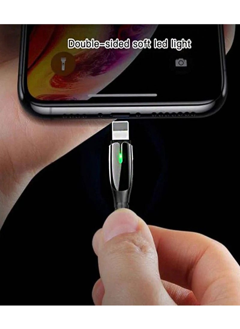 Yesido Yesido CA43 Metal Cable Nylon Braided Zinc Alloy Plating Cable with LED Light USB to Lightning Interface Cable - Black  - Image 2