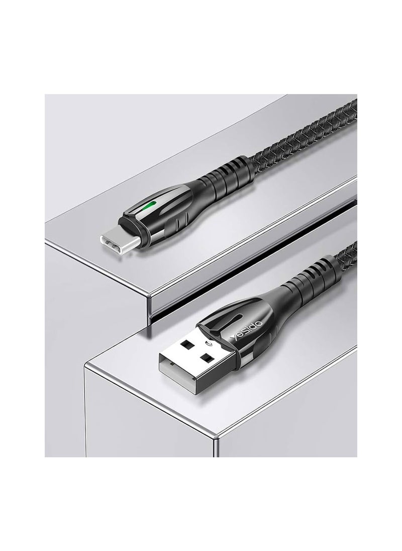 Yesido Yesido CA43 Metal Cable Nylon Braided Zinc Alloy Plating Cable with LED Light USB to Lightning Interface Cable - Black  - Image 5