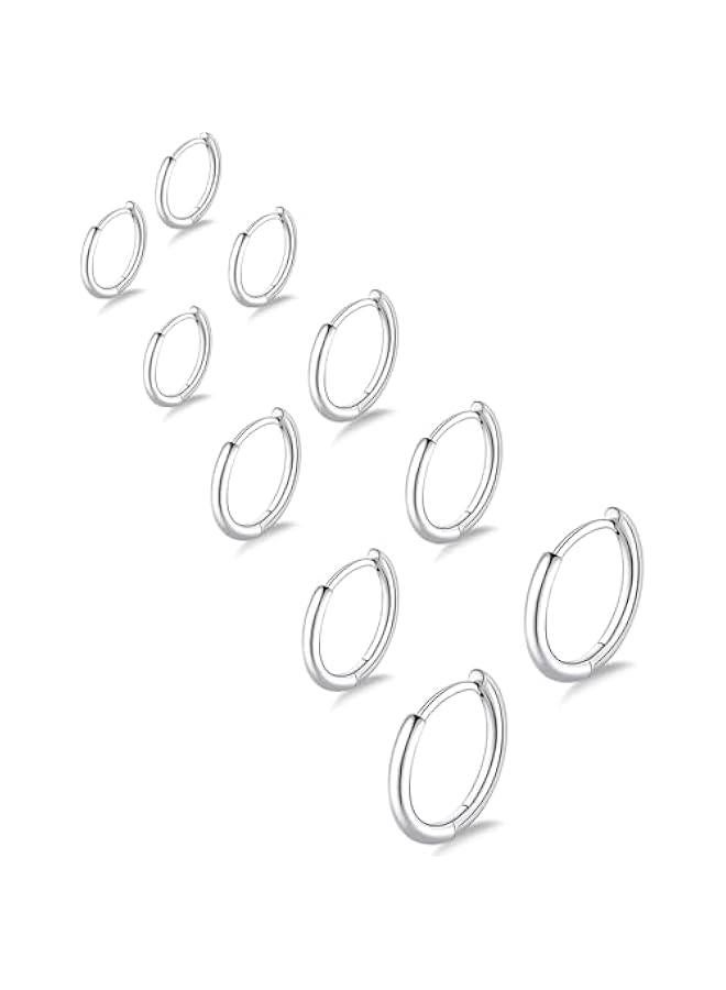 Small Gold Silver Hoop Earrings for Women Men,Hypoallergenic 316L Surgical Stainless Steel Earrings for Sensitive Ears,Cute Cartilage Helix Tiny Huggie Hoops Earring Set for Multiple Piercing Jewelry Gift - Image 1