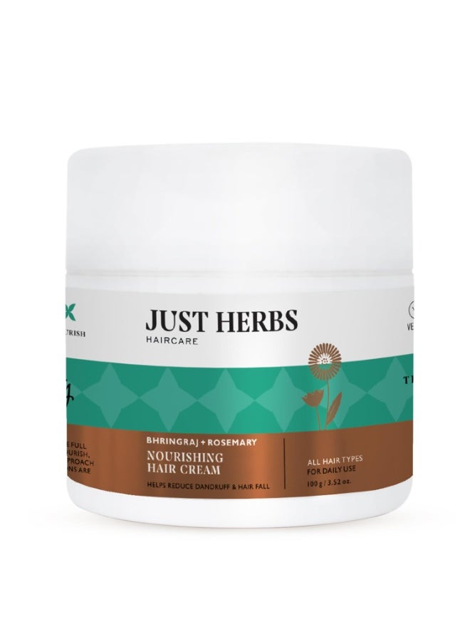 Just Herbs Nourishing Hair Cream for Men & Women with Bhringraj & Rosemary, Helps Reduce Dandruff and Hairfall 100 g  - Image 1