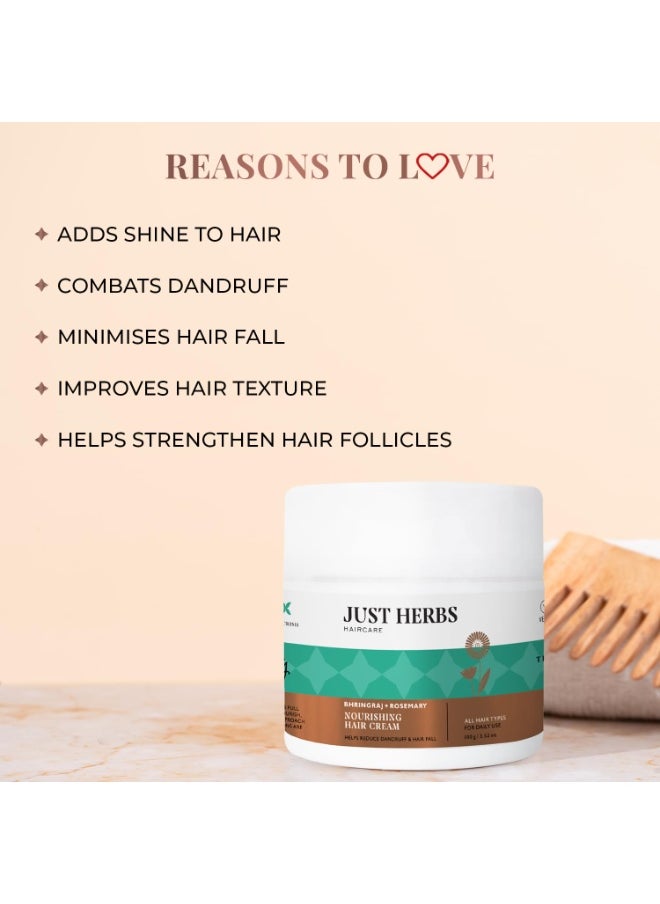 Just Herbs Nourishing Hair Cream for Men & Women with Bhringraj & Rosemary, Helps Reduce Dandruff and Hairfall 100 g  - Image 4