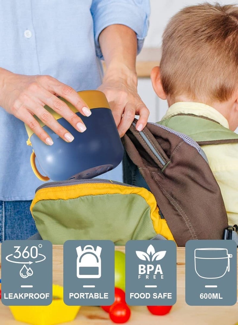 joyzzz Insulated Food Jar for Kids with Foldable Spoon - Stainless Steel Leak-Proof Thermal Container, Hot/Cold Soup Cup for School, Travel, Picnic & Outdoor Activities (Vacuum Sealed, Office Use) - Image 2