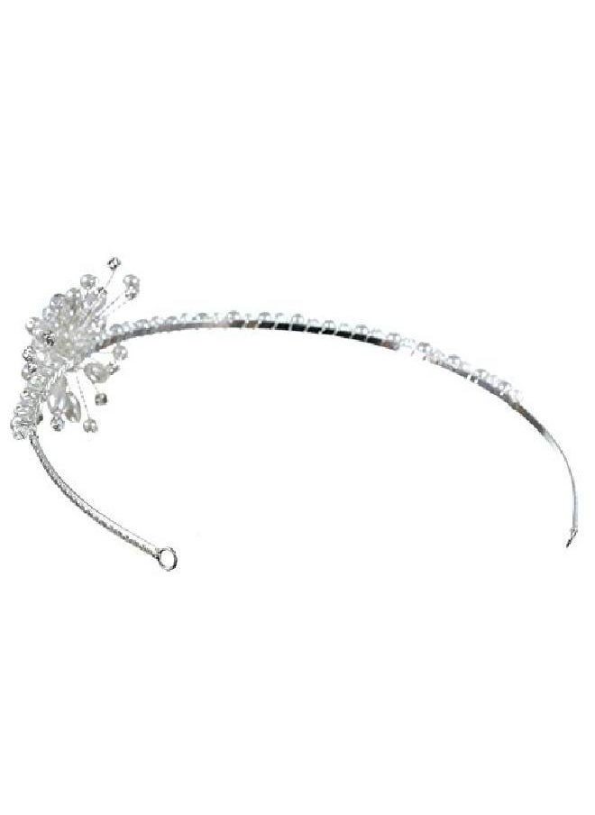 SAMKY Handmade One Of A Kind Asymmetric Crystal Pearl Flower Headband Tiara T952  - Image 4