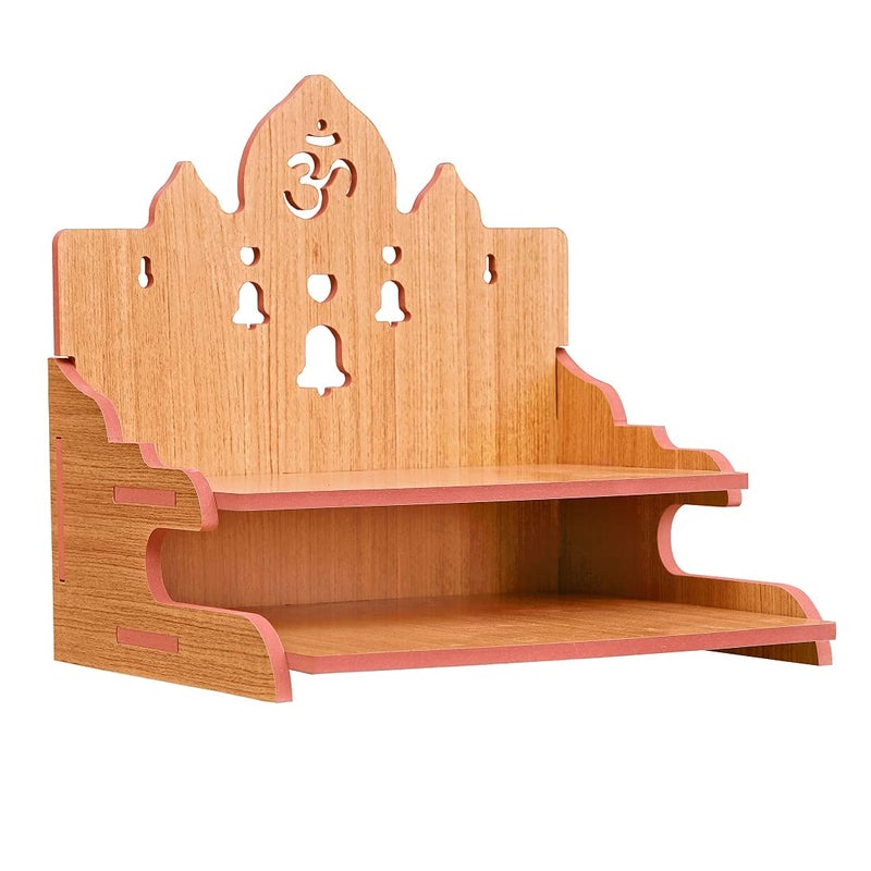 LAKHAJI معبد لاخاجي الخشبي الجميل من MDF مع تصميم جرس للمعبد المنزلي، 11 × 10.5 × 11 بوصة - Image 5