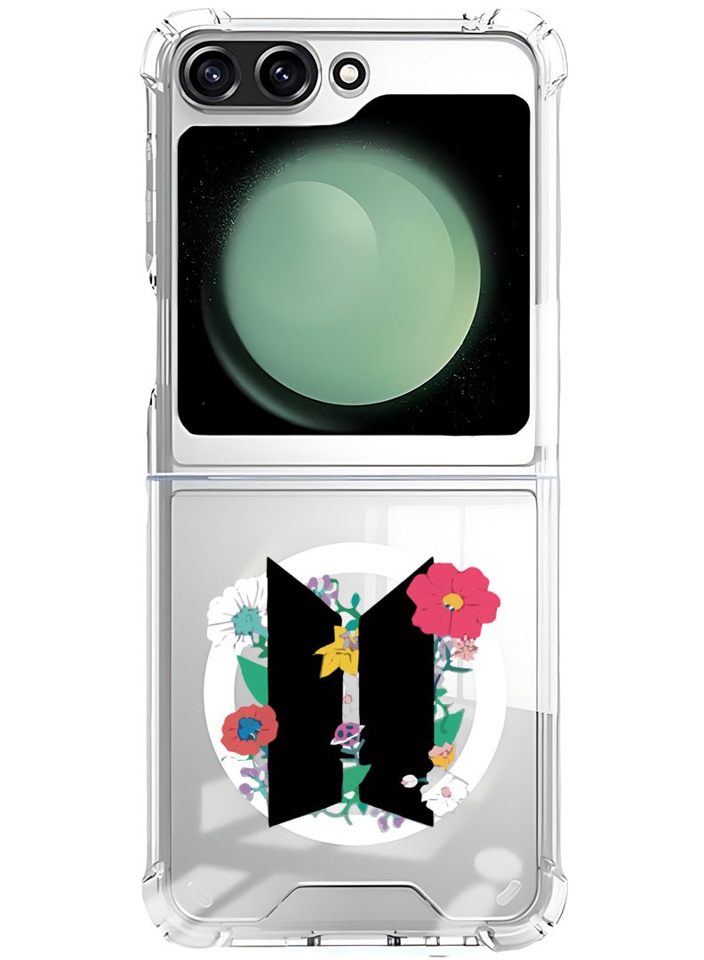 Theodor Magnetic Case for Samsung Galaxy Z Flip 5 Compatible with MagSafe Wireless Charging, Shockproof Phone Bumper Cover BTS floral B  - Image 1