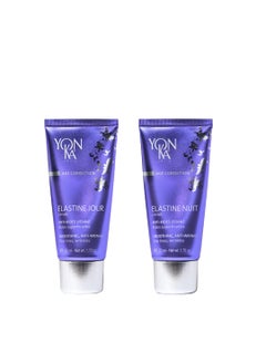 Yonka Yon-Ka Elastine Jour Day Anti-Wrinkle Facial Moisturizer and Eye Cream with Elastine Nuit Anti-Wrinkle Night Cream, 50 ml 