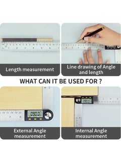 Generic Digital Angle Finder Ruler Protractor, 8inch/200mm Length, LCD Display, Stainless Steel Woodworking Angle Detector, Hold/Rev, Mm/Inch for Construction  - Image 2