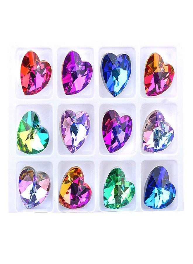 Teensery 24 Pcs Mixed Color Crystal Glass Pendant Charm Rhinestone Beads for DIY Craft Jewelry Necklace Bracelet Earrings Making (Heart Shaped) - Image 1