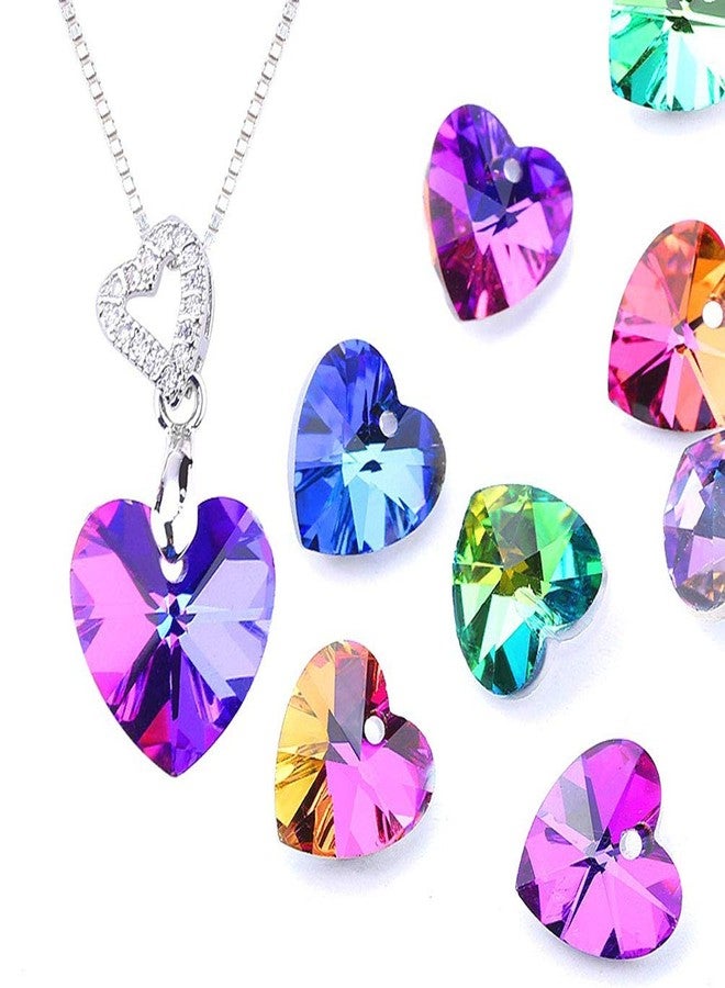 Teensery 24 Pcs Mixed Color Crystal Glass Pendant Charm Rhinestone Beads for DIY Craft Jewelry Necklace Bracelet Earrings Making (Heart Shaped) - Image 3