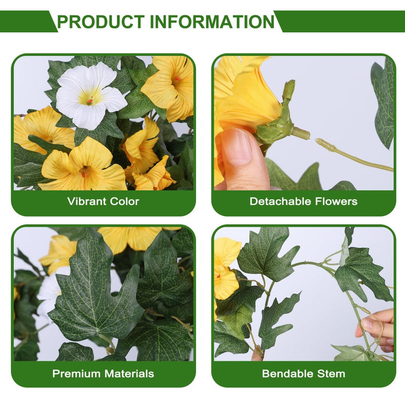 HyeFlora Artificial Flowers for Outdoors 2PCS Faux Petunias Silk Fake Flowers for Outside Planter UV Resistant Realistic Home Garden Porch Decor (Yellow) - Image 4