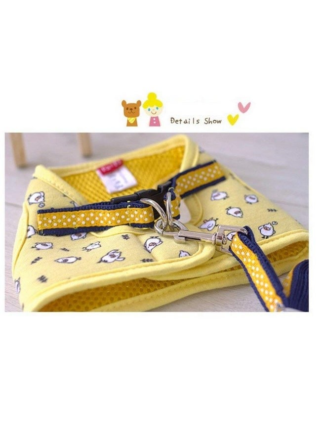 Stock Show Stock Show Small Pet Summer Spring Cute Cartoon Harness Vest and Matching Polka Dots Lead Leash Set Breathable Soft Mesh Padded Adjustable Chest Strap Hareness for Puppy Kitten Small Animal, Yellow  - Image 4