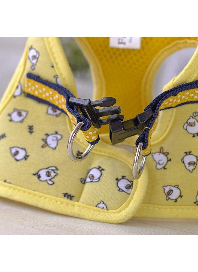 Stock Show Stock Show Small Pet Summer Spring Cute Cartoon Harness Vest and Matching Polka Dots Lead Leash Set Breathable Soft Mesh Padded Adjustable Chest Strap Hareness for Puppy Kitten Small Animal, Yellow  - Image 2