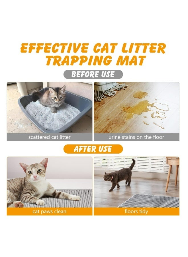 Pet Cat Litter Mat for Floor Double-Layer Sand Cat Mats for Cat Litter box Kitty Scratch Cute Pad Non slip Waterproof Pet Bed Foldable Trapper Mats Easy Clean Large Size 40x50cm Foldable Grey - Image 4