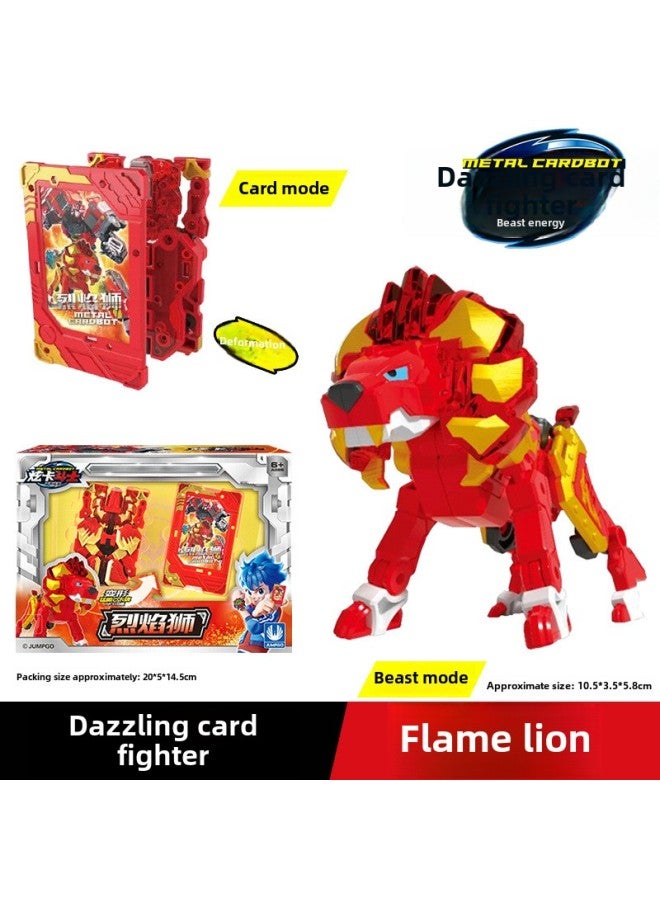 Genuine Dazzle Card Fighter Deformation Toy Dazzle Blue Lightning Super Dazzle Electric King Children's Deformation Robot Black Iron God Of War-Color:8131  Transformation Card - Image 1