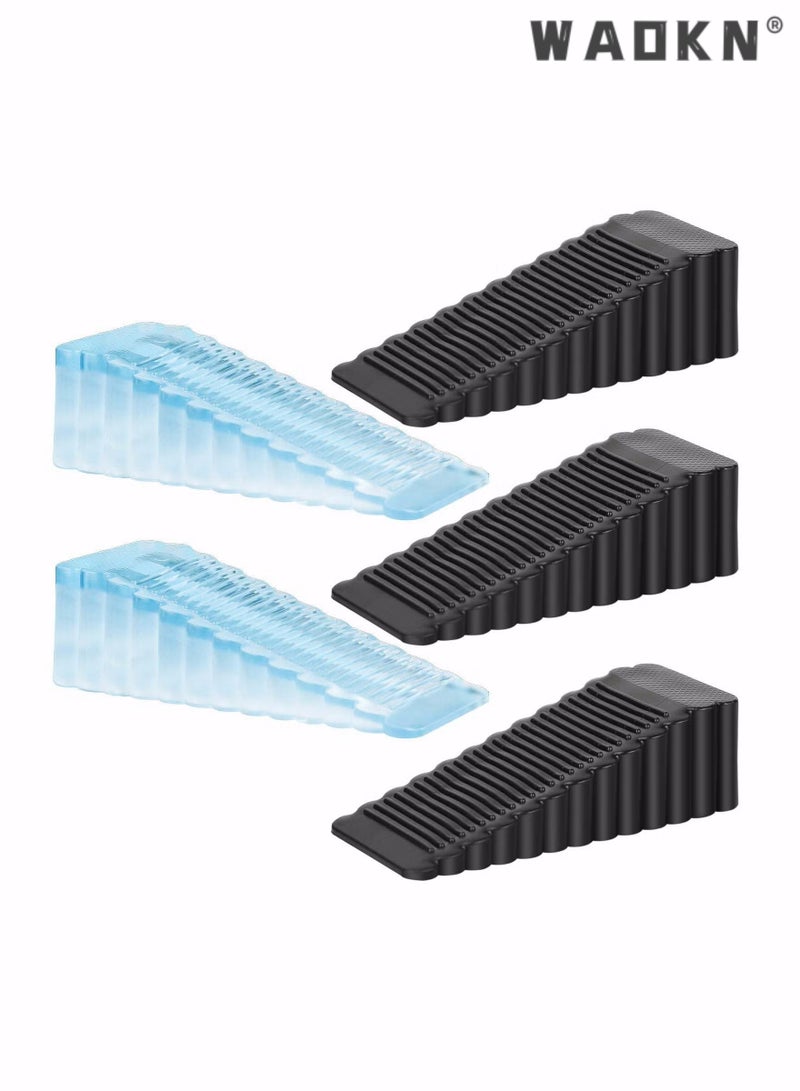 دبليو أيه أو كي أن سدادة باب مطاطية ، 5 عبوات مضادة للانزلاق توقف الباب سدادة باب إسفين للخدمة الشاقة تعمل على جميع أنواع الأرضيات والسجاد لأعمال مستشفى المدرسة المنزلية (شفافة وسوداء) - Image 1