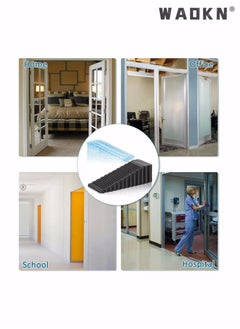 WAOKN Rubber Door Stopper, 5 Pack Anti-Slip Door Stop Wedge Security Heavy Duty Door Stopper Works On All Floor Types and Carpet for Home School Hospital Works (Transparent and Black)  - Image 4