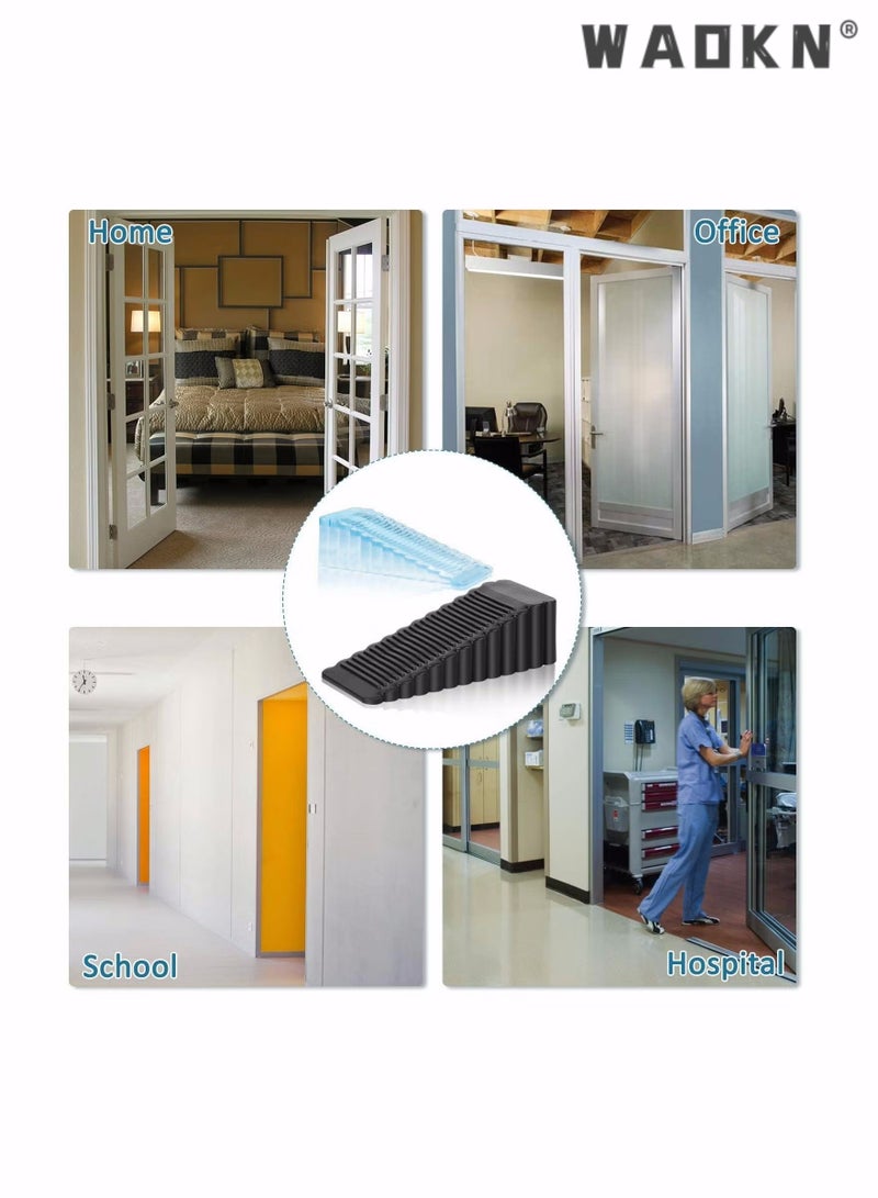 دبليو أيه أو كي أن سدادة باب مطاطية ، 5 عبوات مضادة للانزلاق توقف الباب سدادة باب إسفين للخدمة الشاقة تعمل على جميع أنواع الأرضيات والسجاد لأعمال مستشفى المدرسة المنزلية (شفافة وسوداء) - Image 4